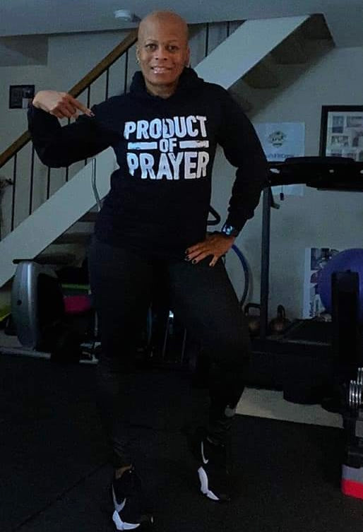 Black Product of Prayer Long-Sleeve Hoodie