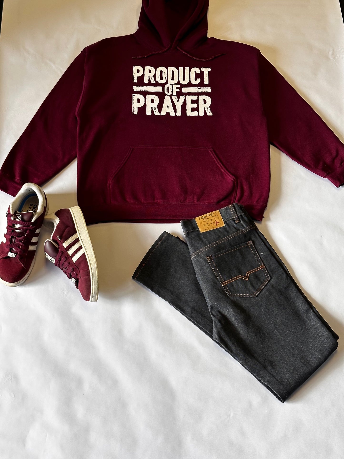 Maroon Product of Prayer Long-Sleeve Hoodie