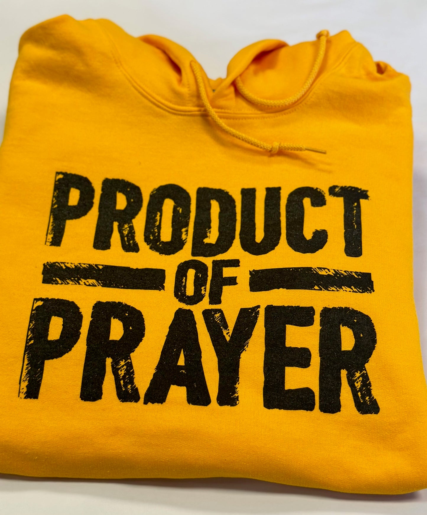 Mustard Gold Product of Prayer Long-Sleeve Hoodie