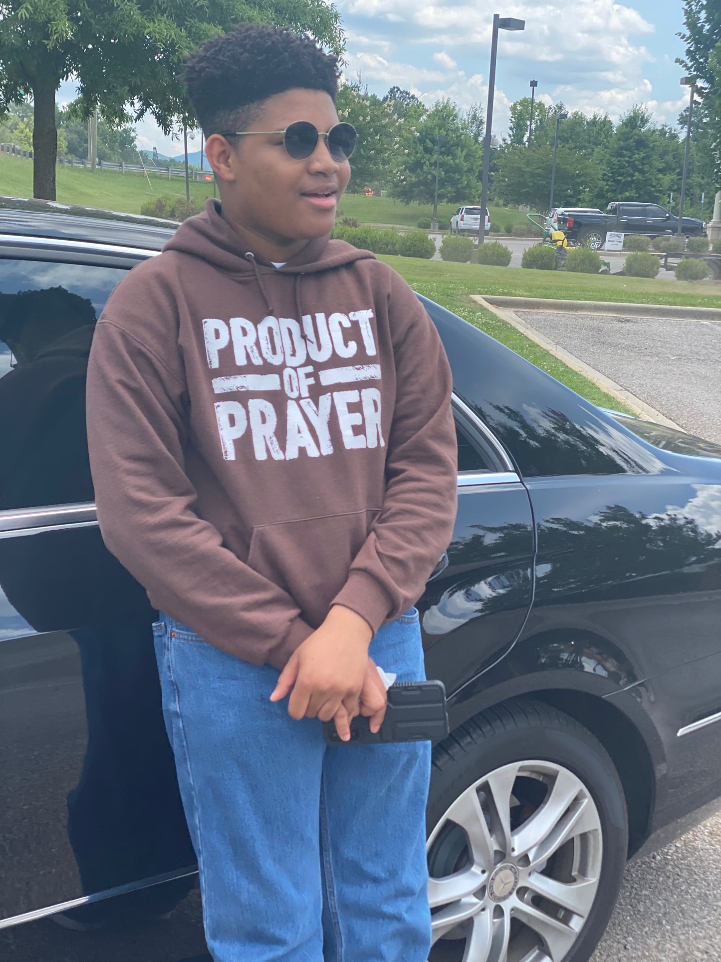 Chocolate Product of Prayer Long-Sleeve Hoodie