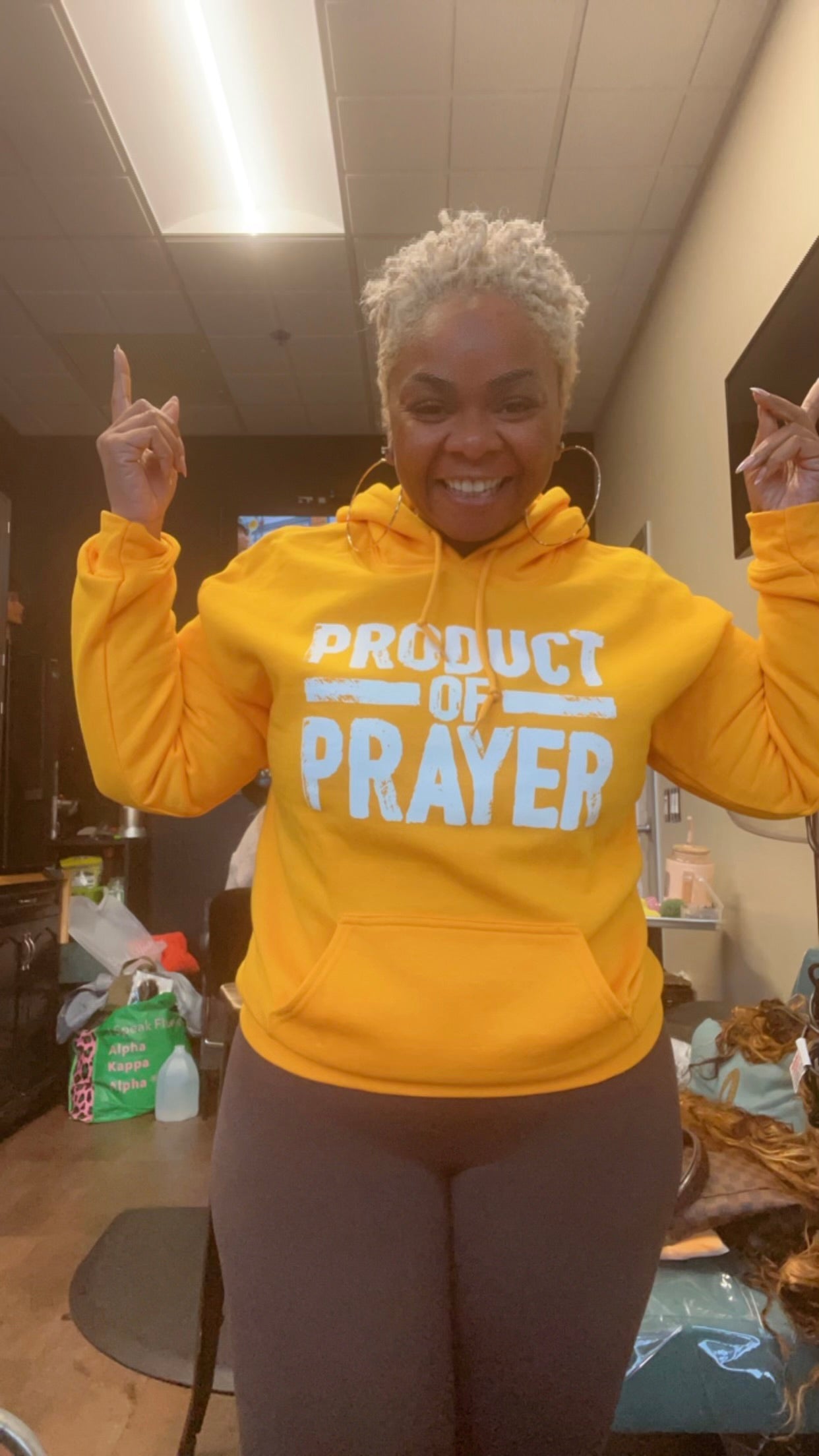 Mustard Gold Product of Prayer Long-Sleeve Hoodie